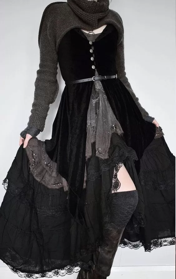 Whispers from the Forest: Unraveling the Magic of Mori Kei Fashion 8 Dark Mori Kei Mori Goth 2 jpg